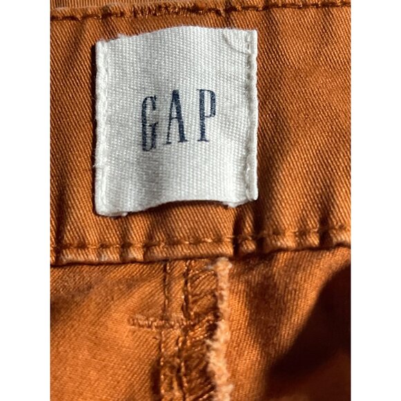 Gap Girlfriend Khaki Pants Women 14 Tall Rust Orange Cotton Blend Straight Leg - Picture 6 of 8